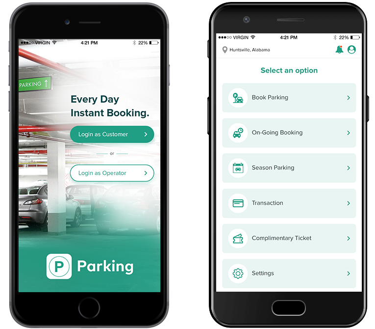 Smart Parking case study - App screenshots